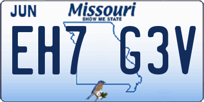 MO license plate EH7G3V