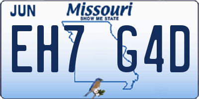 MO license plate EH7G4D