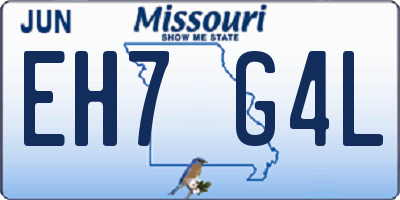 MO license plate EH7G4L