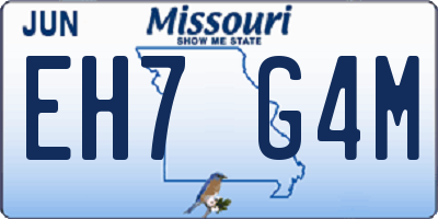 MO license plate EH7G4M