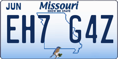 MO license plate EH7G4Z