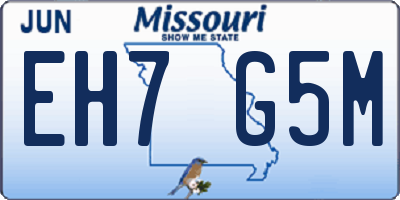 MO license plate EH7G5M