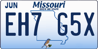 MO license plate EH7G5X