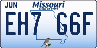 MO license plate EH7G6F