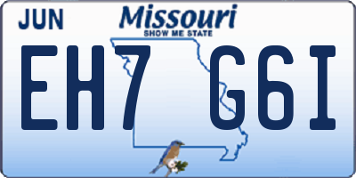 MO license plate EH7G6I