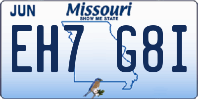 MO license plate EH7G8I