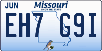 MO license plate EH7G9I