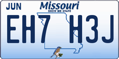 MO license plate EH7H3J