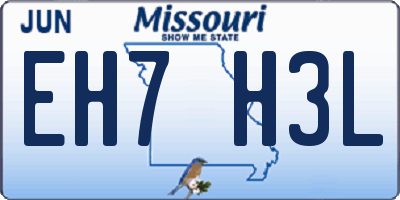 MO license plate EH7H3L