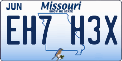 MO license plate EH7H3X