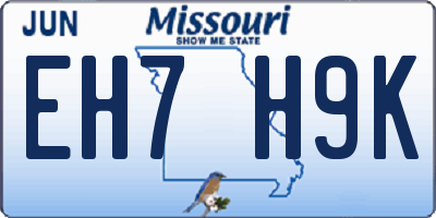 MO license plate EH7H9K