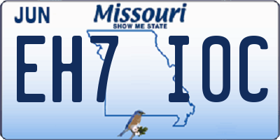 MO license plate EH7I0C