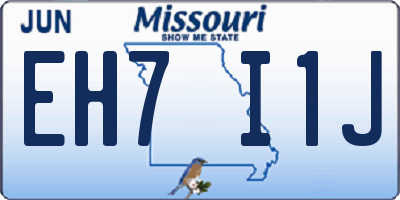 MO license plate EH7I1J