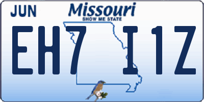 MO license plate EH7I1Z