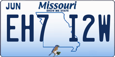 MO license plate EH7I2W