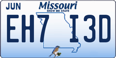 MO license plate EH7I3D