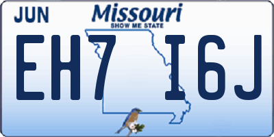MO license plate EH7I6J