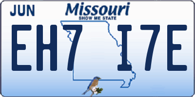 MO license plate EH7I7E