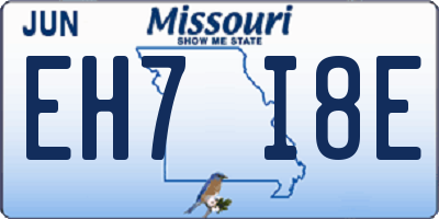 MO license plate EH7I8E
