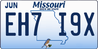 MO license plate EH7I9X