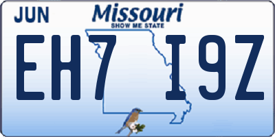 MO license plate EH7I9Z