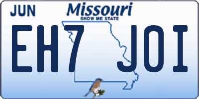 MO license plate EH7J0I