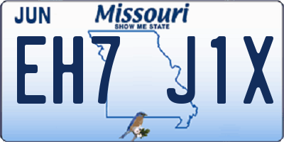 MO license plate EH7J1X