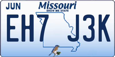 MO license plate EH7J3K