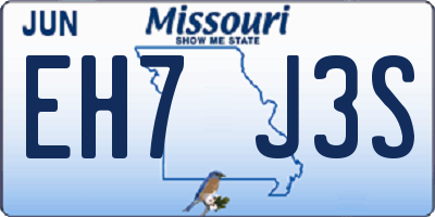 MO license plate EH7J3S
