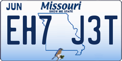 MO license plate EH7J3T