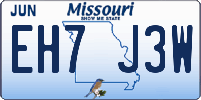 MO license plate EH7J3W