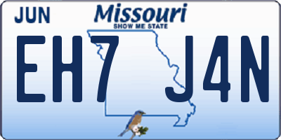 MO license plate EH7J4N