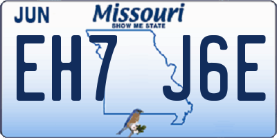 MO license plate EH7J6E