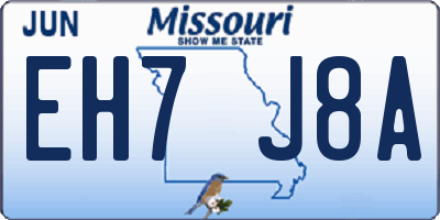MO license plate EH7J8A
