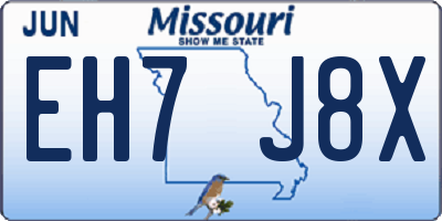 MO license plate EH7J8X