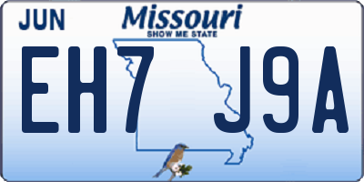 MO license plate EH7J9A