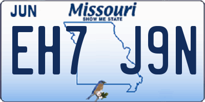 MO license plate EH7J9N