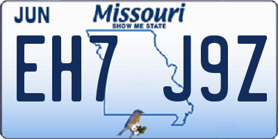 MO license plate EH7J9Z