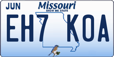 MO license plate EH7K0A