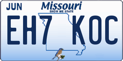 MO license plate EH7K0C