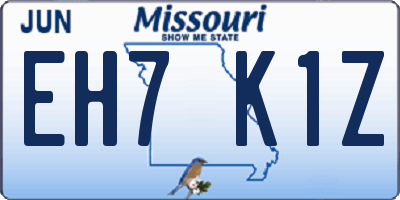 MO license plate EH7K1Z
