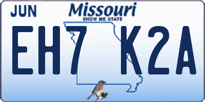 MO license plate EH7K2A