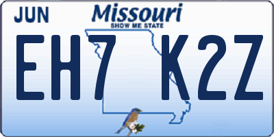 MO license plate EH7K2Z