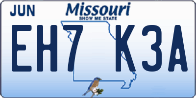 MO license plate EH7K3A