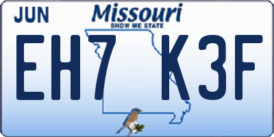 MO license plate EH7K3F