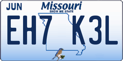 MO license plate EH7K3L