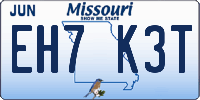 MO license plate EH7K3T