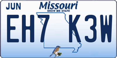 MO license plate EH7K3W