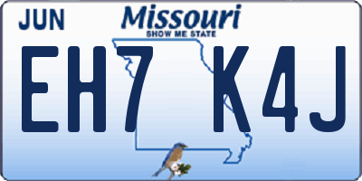 MO license plate EH7K4J