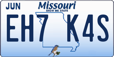MO license plate EH7K4S